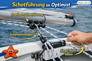 Schotführung im Optimisten, Damit das Segel richtig steht.
